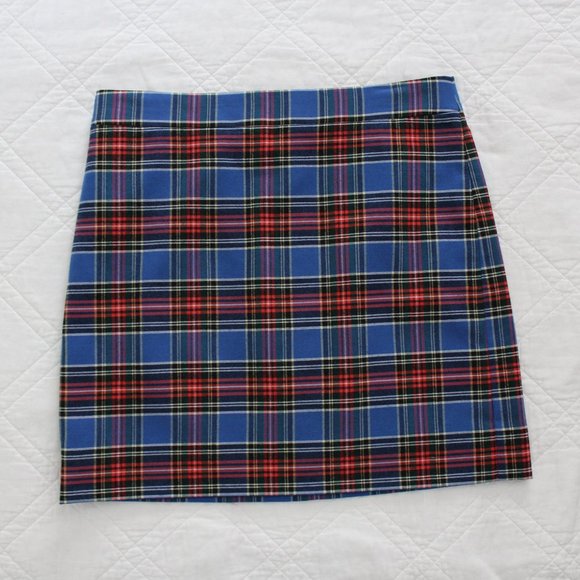 NWT J.Crew Factory Royal Blue and Red Plaid Mini Skirt - Picture 1 of 7